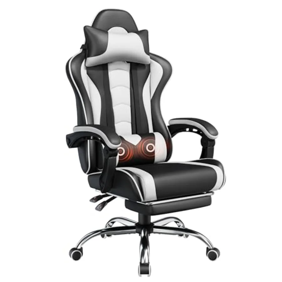 Massage - Sedia da gaming con poggiapiedi, funzione